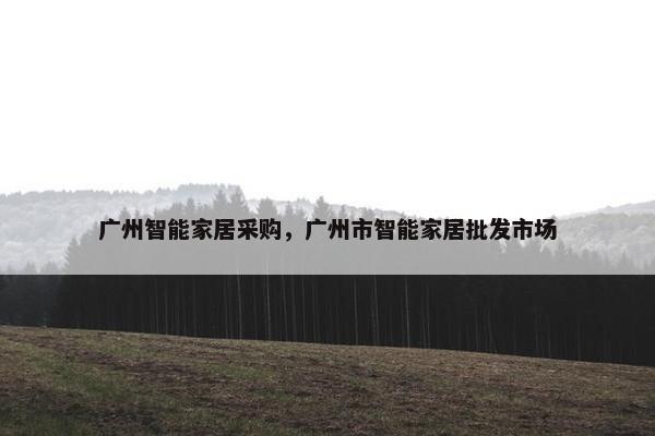广州智能家居采购，广州市智能家居批发市场