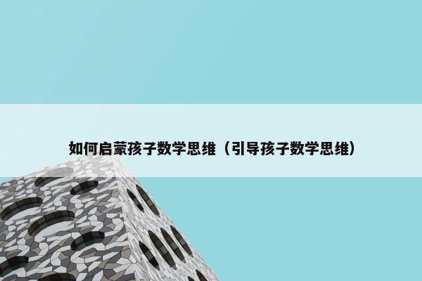 如何启蒙孩子数学思维（引导孩子数学思维）
