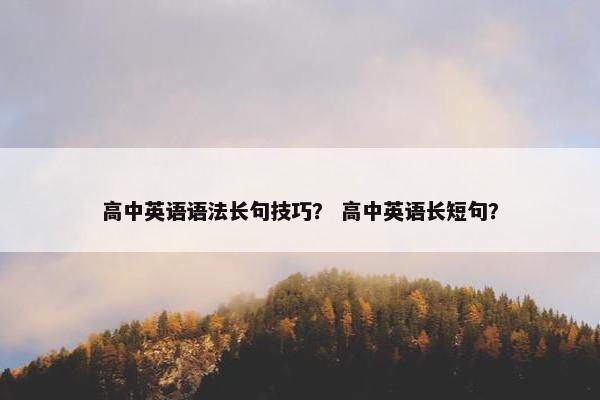 高中英语语法长句技巧？ 高中英语长短句？