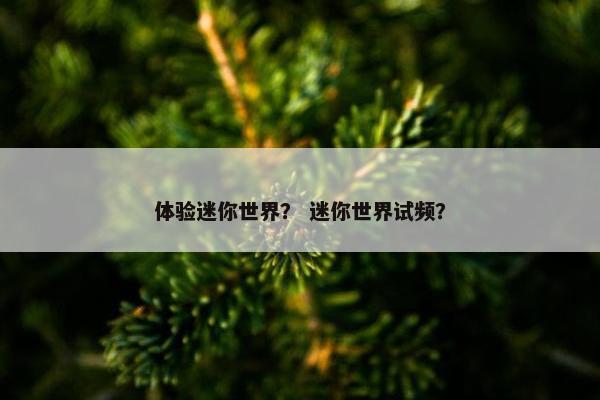 体验迷你世界？ 迷你世界试频？