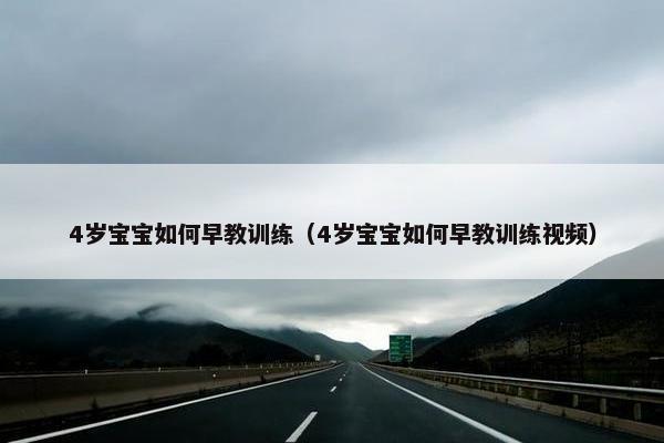 4岁宝宝如何早教训练（4岁宝宝如何早教训练视频）