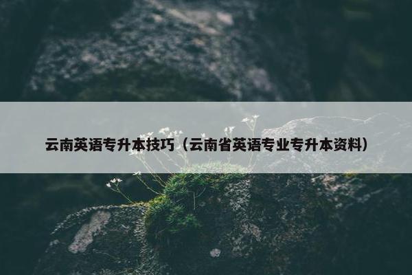 云南英语专升本技巧（云南省英语专业专升本资料）