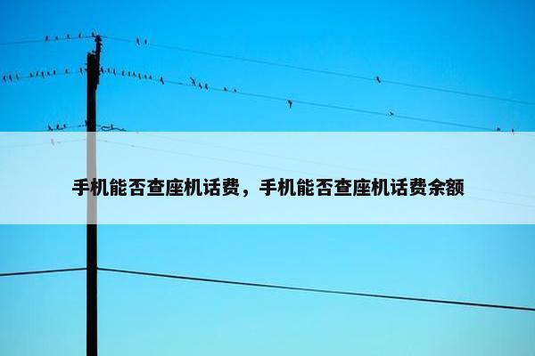 手机能否查座机话费，手机能否查座机话费余额