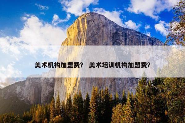 美术机构加盟费？ 美术培训机构加盟费？