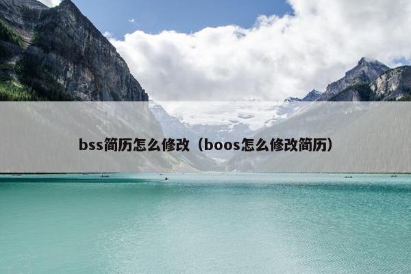 bss简历怎么修改（boos怎么修改简历）