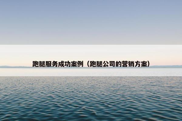 跑腿服务成功案例（跑腿公司的营销方案）