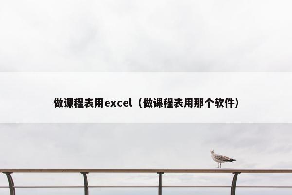 做课程表用excel（做课程表用那个软件）