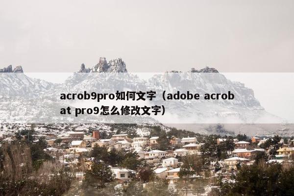acrob9pro如何文字（adobe acrobat pro9怎么修改文字）