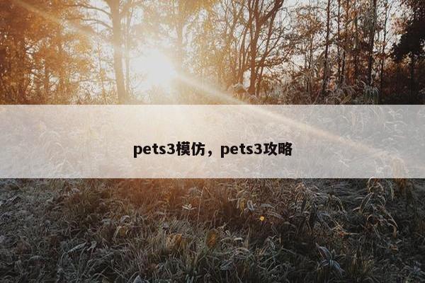 pets3模仿，pets3攻略
