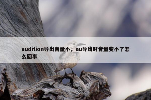 audition导出音量小，au导出时音量变小了怎么回事