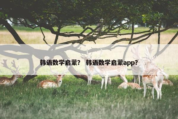 韩语数学启蒙？ 韩语数学启蒙app？