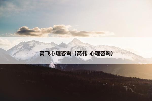 高飞心理咨询（高伟 心理咨询）