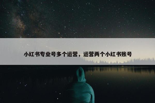 小红书专业号多个运营，运营两个小红书账号