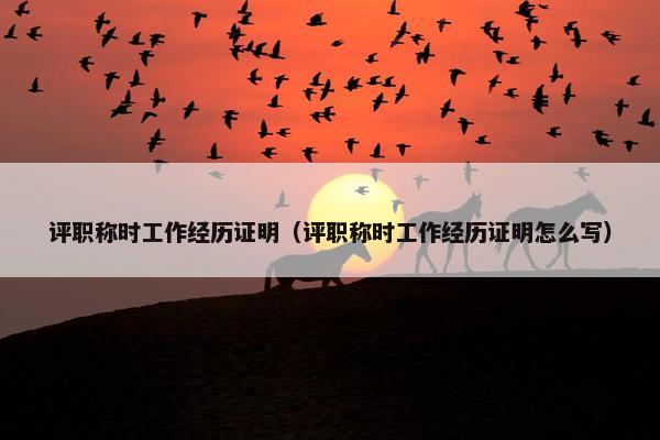 评职称时工作经历证明（评职称时工作经历证明怎么写）
